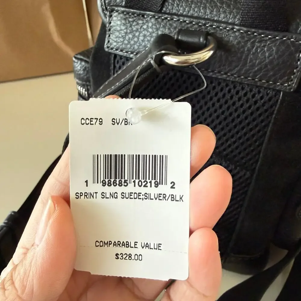Last 1‼️Coach CCE79 Sprint Sling Pack Suede Small Messenger Bag Black